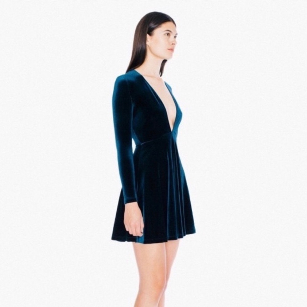 NWT | American Apparel Velvet Deep V Dress - Picture 3 of 5